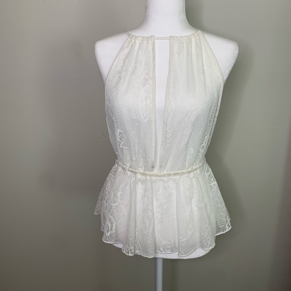 SOMEDAYS LOVIN White Lace See Thru Blouse NWT